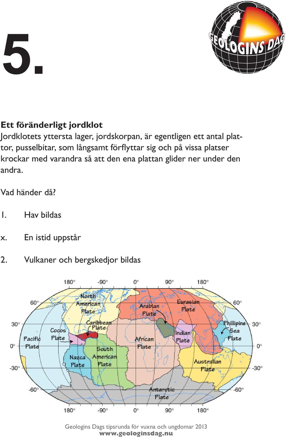 vissa platser krockar med varandra så att den ena plattan glider ner under den