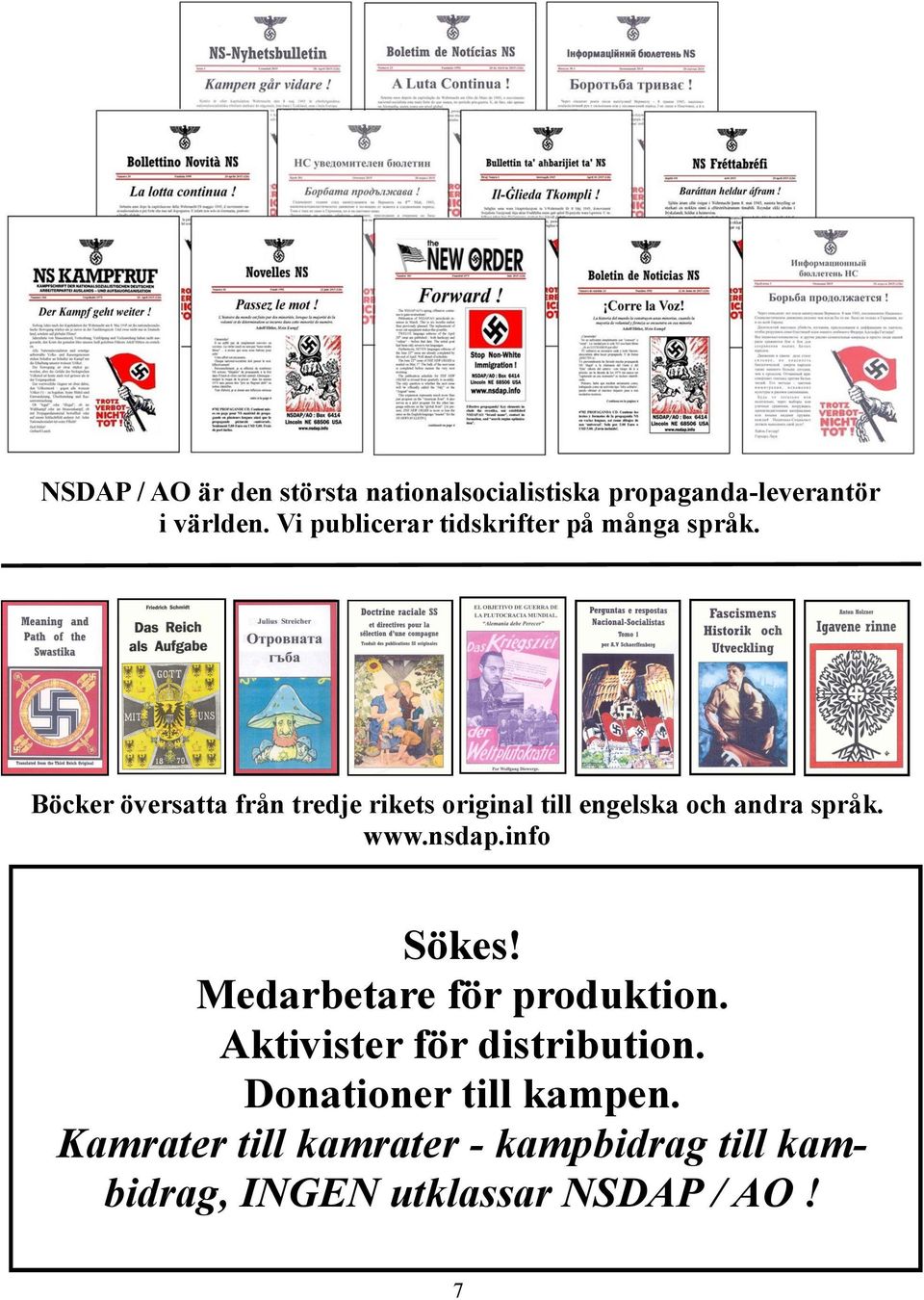 Böcker översatta från tredje rikets original till engelska och andra språk. www.nsdap.