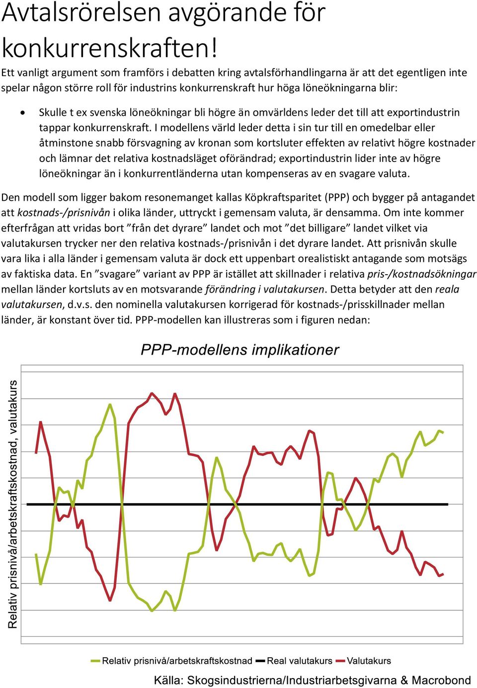 svenska löneökningar bli högre än omvärldens leder det till att exportindustrin tappar konkurrenskraft.