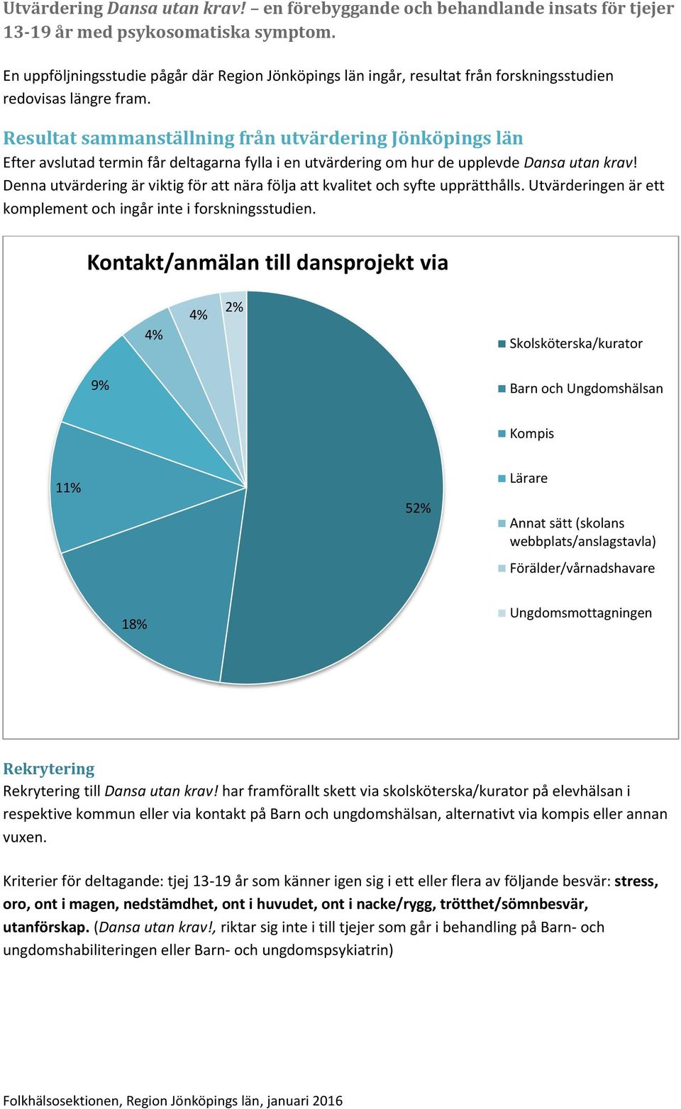 Denna utvärdering är viktig för att nära följa att kvalitet och syfte upprätthålls. Utvärderingen är ett komplement och ingår inte i forskningsstudien.