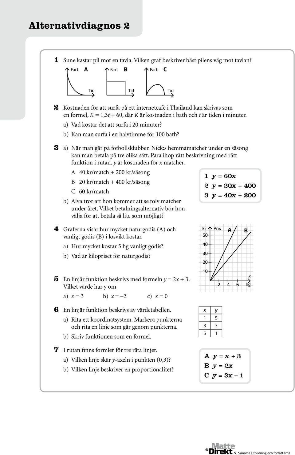 a) Vad kostar det att surfa i 20 minuter? b) Kan man surfa i en alvtimme för 100 bat? 3 a) När man går på fotbollsklubben Nick:s emmamatcer under en säsong kan man betala på tre olika sätt.