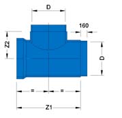 Uponors ventilationskanaler - UVS T-rör 90 Alla T-rör från Uponor produceras i massivt gods och har samma ringstyvhet som rör.