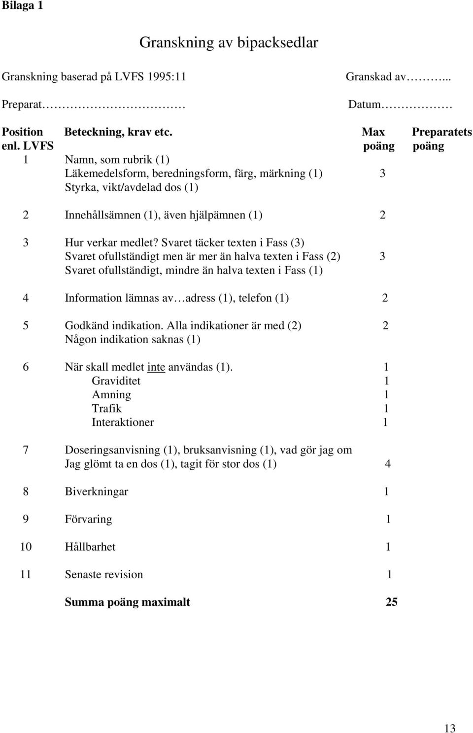 Svaret täcker texten i Fass (3) Svaret ofullständigt men är mer än halva texten i Fass (2) 3 Svaret ofullständigt, mindre än halva texten i Fass (1) 4 Information lämnas av adress (1), telefon (1) 2