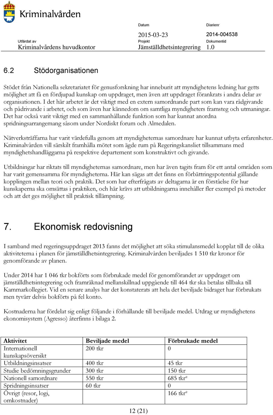 I det här arbetet är det viktigt med en extern samordnande part som kan vara rådgivande och pådrivande i arbetet, och som även har kännedom om samtliga myndigheters framsteg och utmaningar.