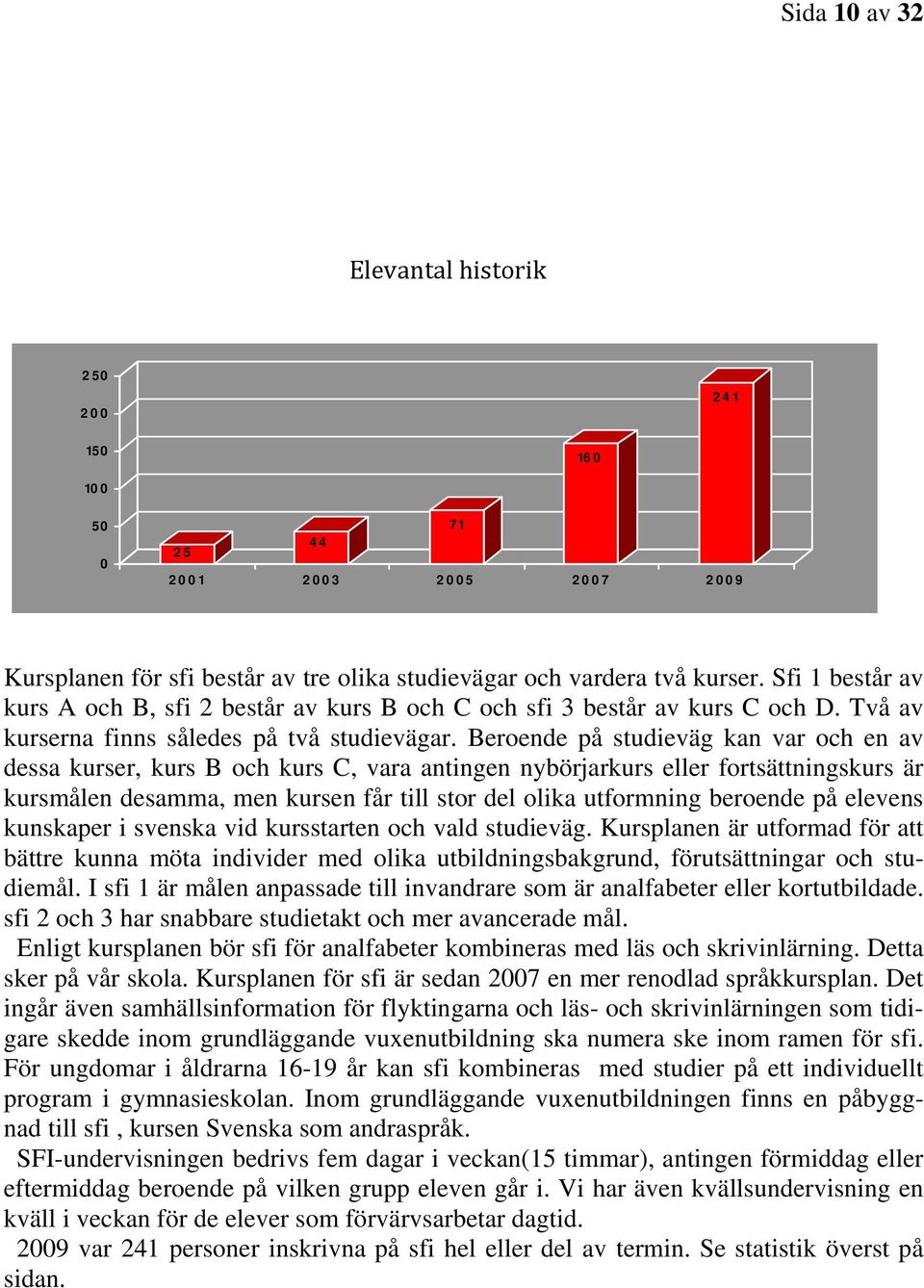 Beroende på studieväg kan var och en av dessa kurser, kurs B och kurs C, vara antingen nybörjarkurs eller fortsättningskurs är kursmålen desamma, men kursen får till stor del olika utformning