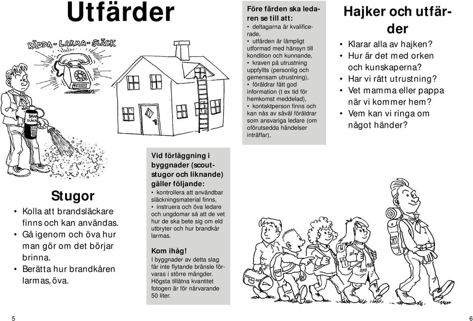 utfärder Klarar alla av hajken? Hur är det med orken och kunskaperna? Har vi rätt utrustning? Vet mamma eller pappa när vi kommer hem? Vem kan vi ringa om något händer?