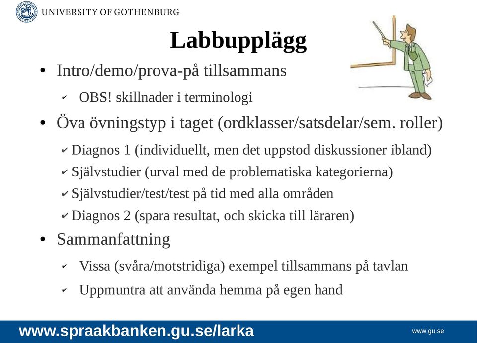 roller) Diagnos 1 (individuellt, men det uppstod diskussioner ibland) Självstudier (urval med de problematiska