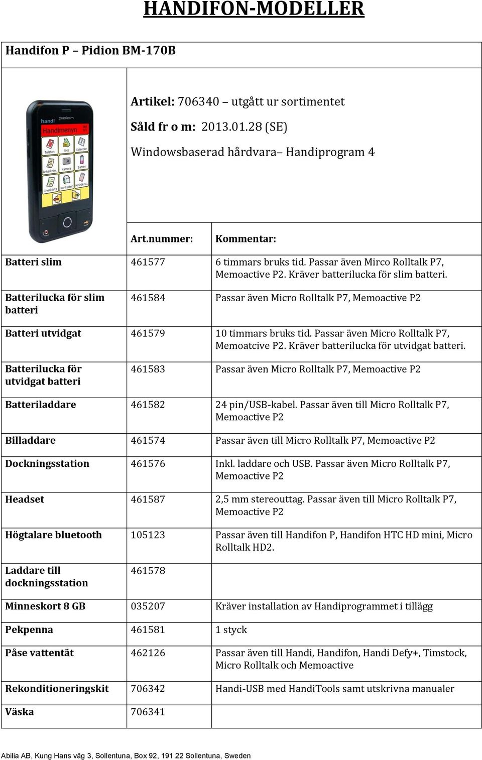 Batterilucka för slim batteri 461584 Passar även Micro Rolltalk P7, Memoactive P2 Batteri utvidgat 461579 10 timmars bruks tid. Passar även Micro Rolltalk P7, Memoatcive P2.