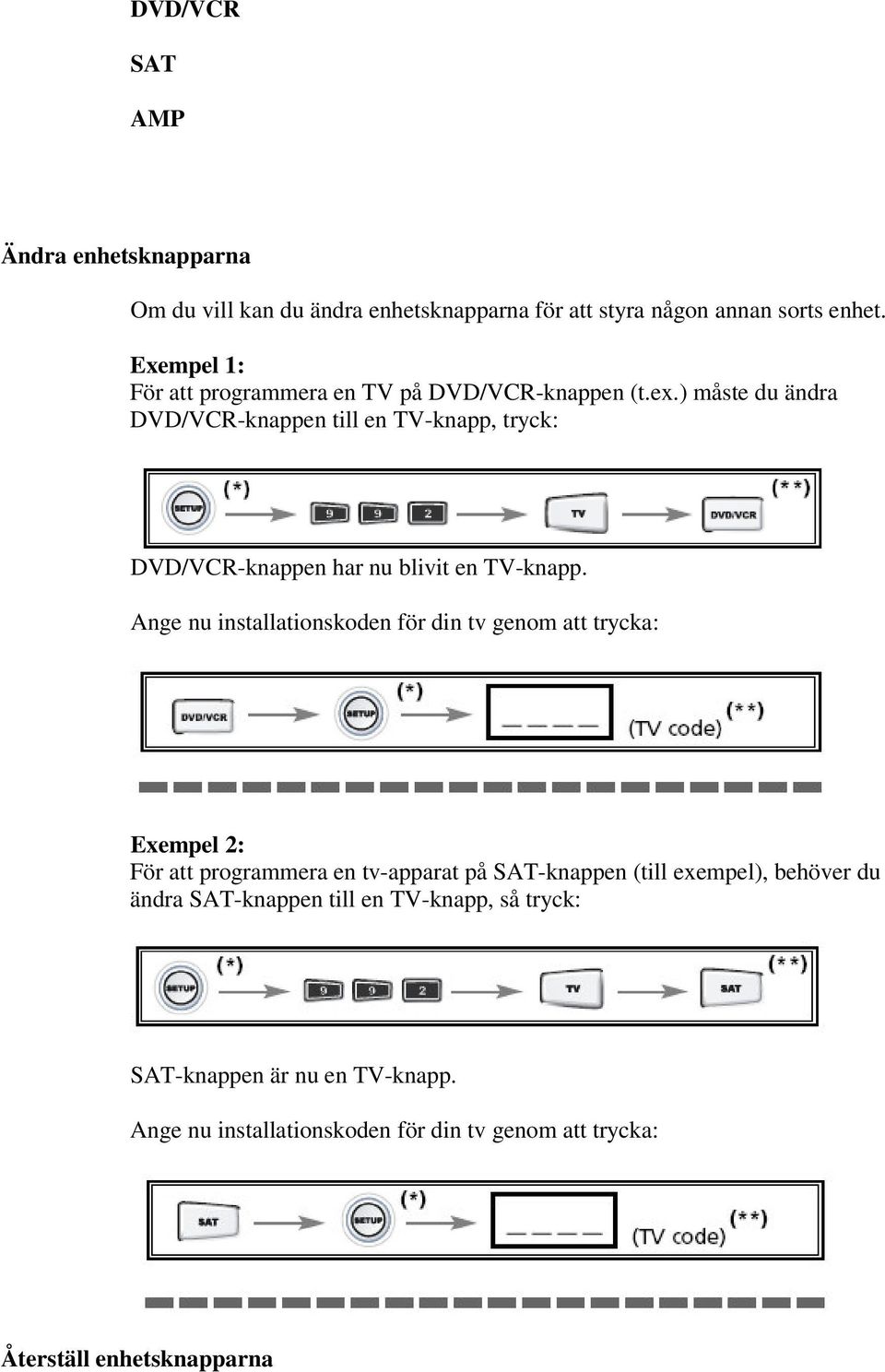 ) måste du ändra DVD/VCR-knappen till en TV-knapp, tryck: DVD/VCR-knappen har nu blivit en TV-knapp.