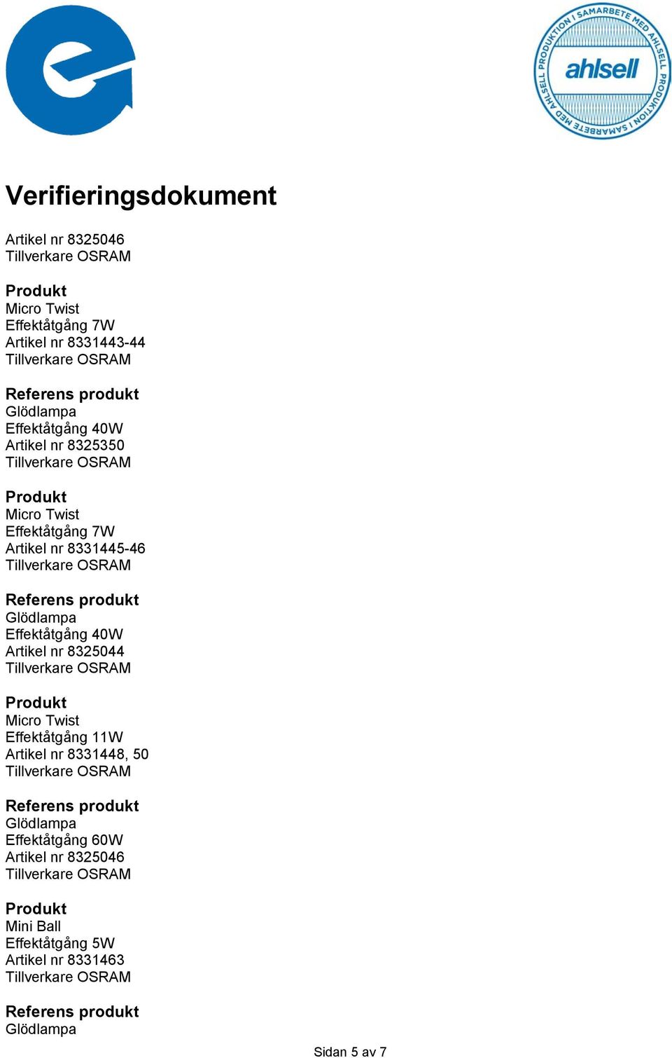 Effektåtgång 11W Artikel nr 8331448, 50 Effektåtgång