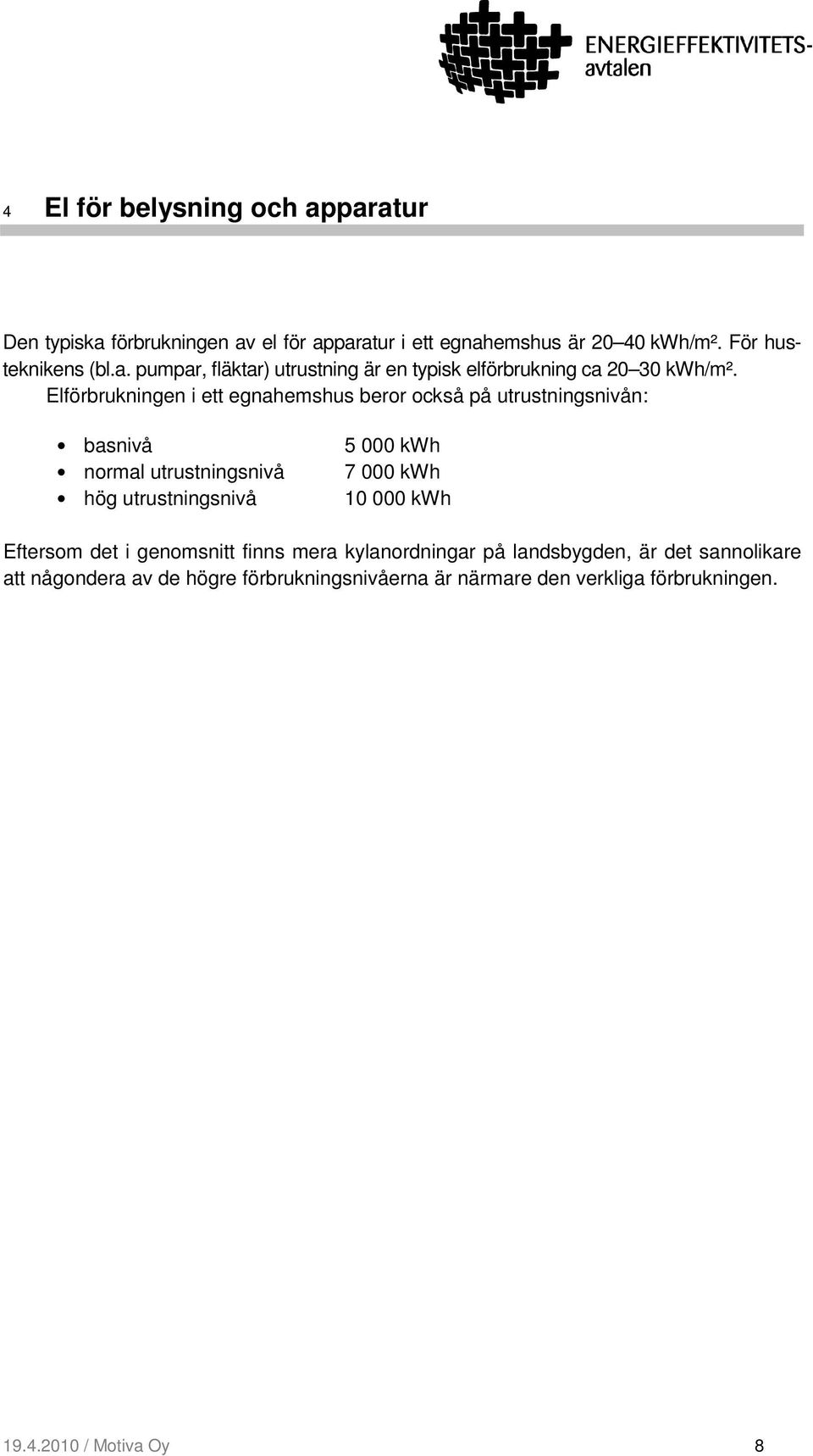 10 000 kwh Eftersom det i genomsnitt finns mera kylanordningar på landsbygden, är det sannolikare att någondera av de högre