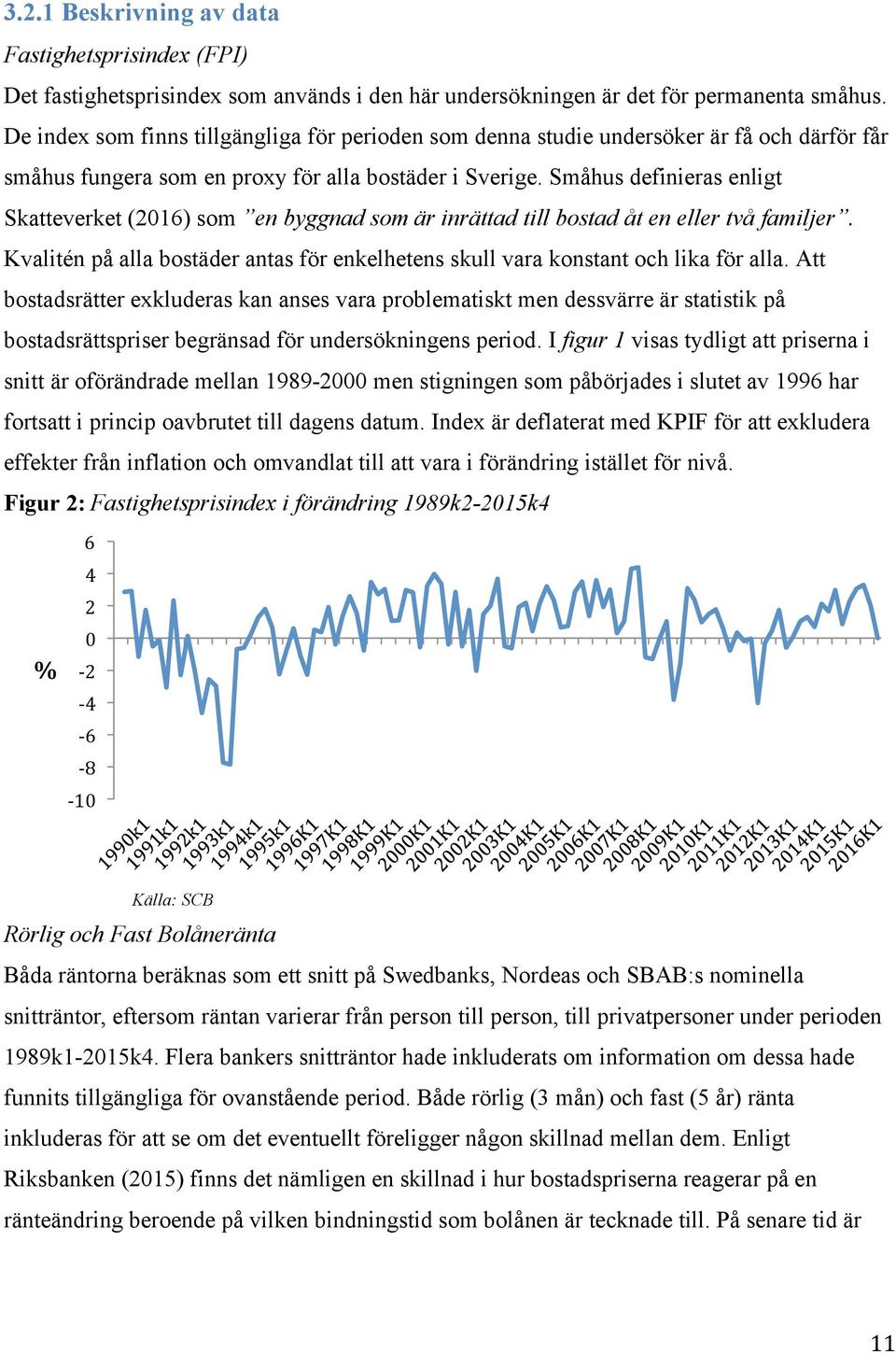 Småhus definieras enligt Skatteverket (2016) som en byggnad som är inrättad till bostad åt en eller två familjer. Kvalitén på alla bostäder antas för enkelhetens skull vara konstant och lika för alla.