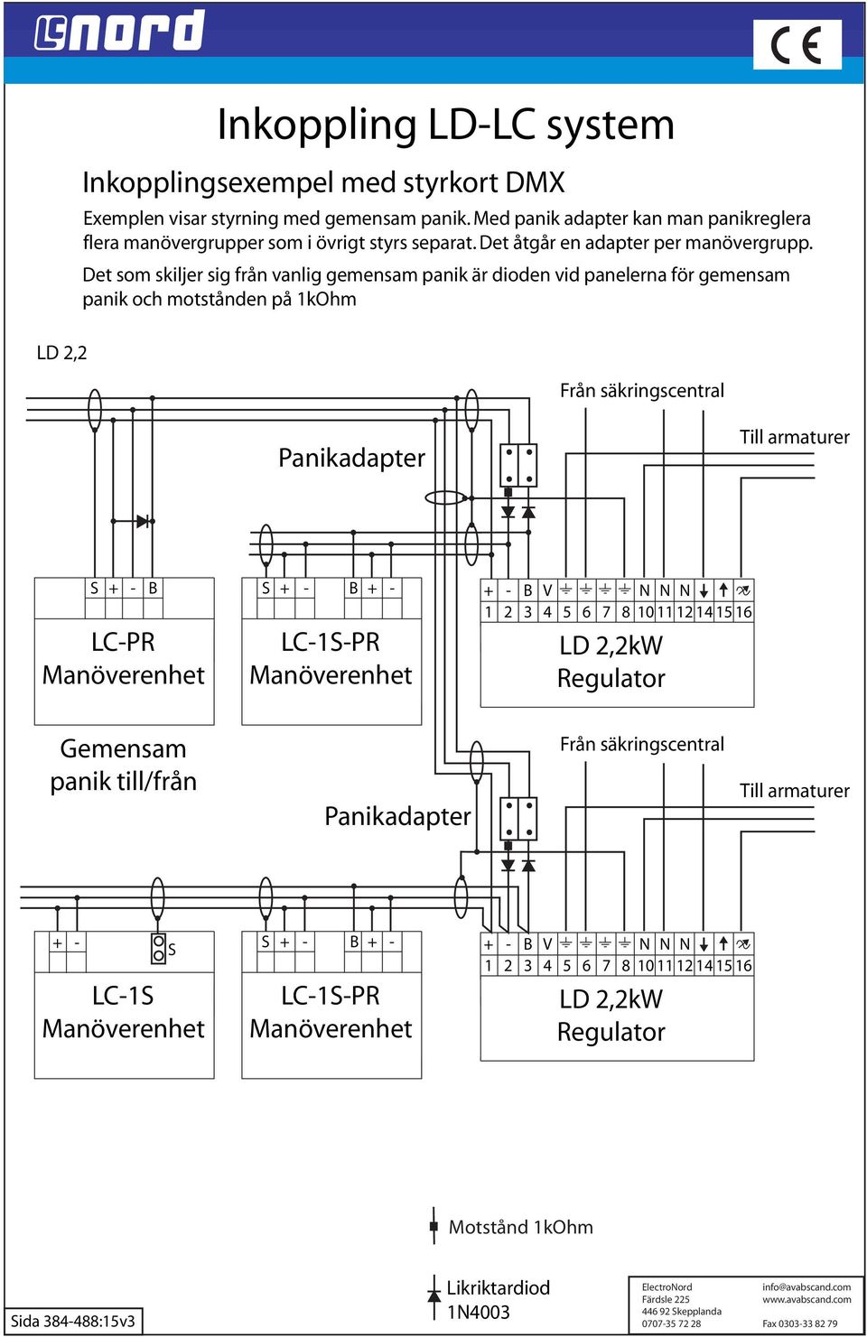 Det som skiljer sig från vanlig gemensam panik är dioden vid panelerna för gemensam panik och motstånden på 1kOhm Panikadapter B LC-PR B LC-1-PR B V