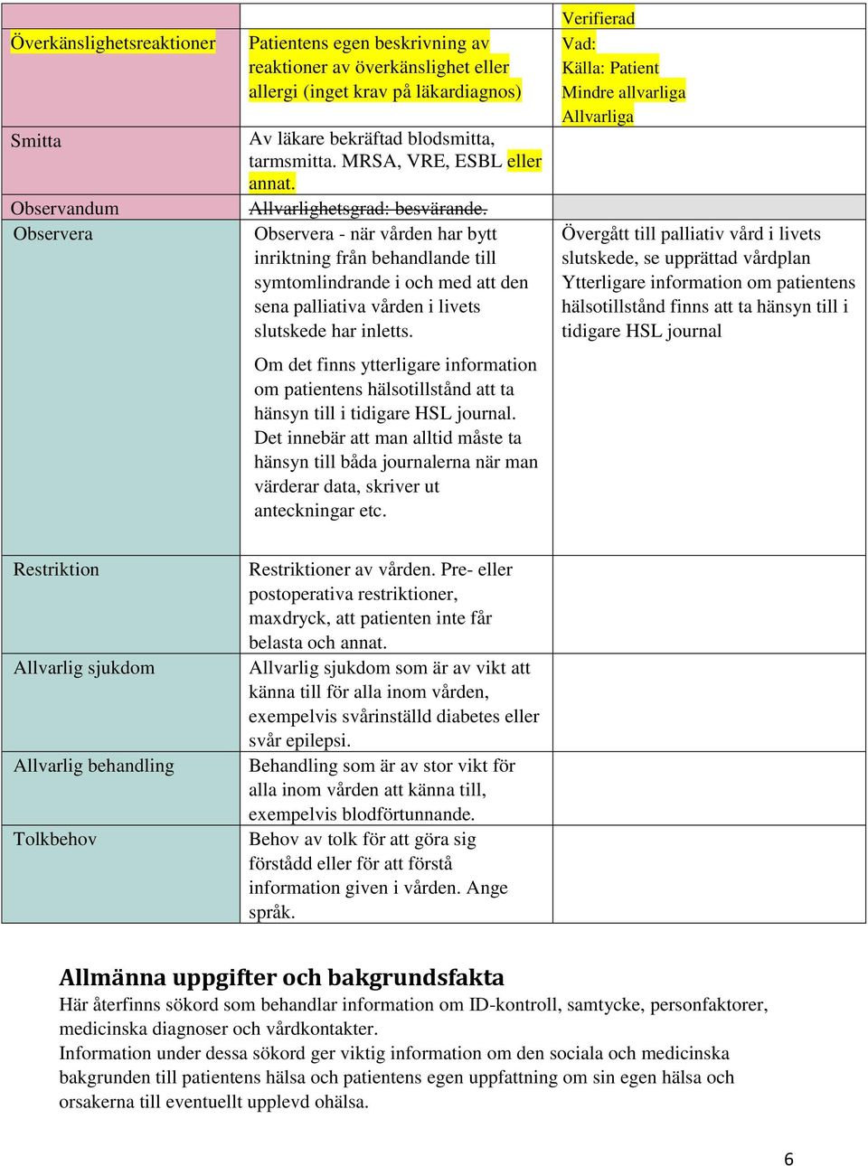 Observera - när vården har bytt inriktning från behandlande till symtomlindrande i och med att den sena palliativa vården i livets slutskede har inletts.