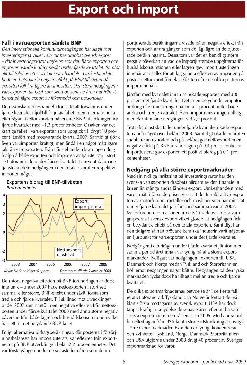 Utrikeshandeln hade en betydande negativ effekt på BNP-tillväxten då exporten föll kraftigare än importen.