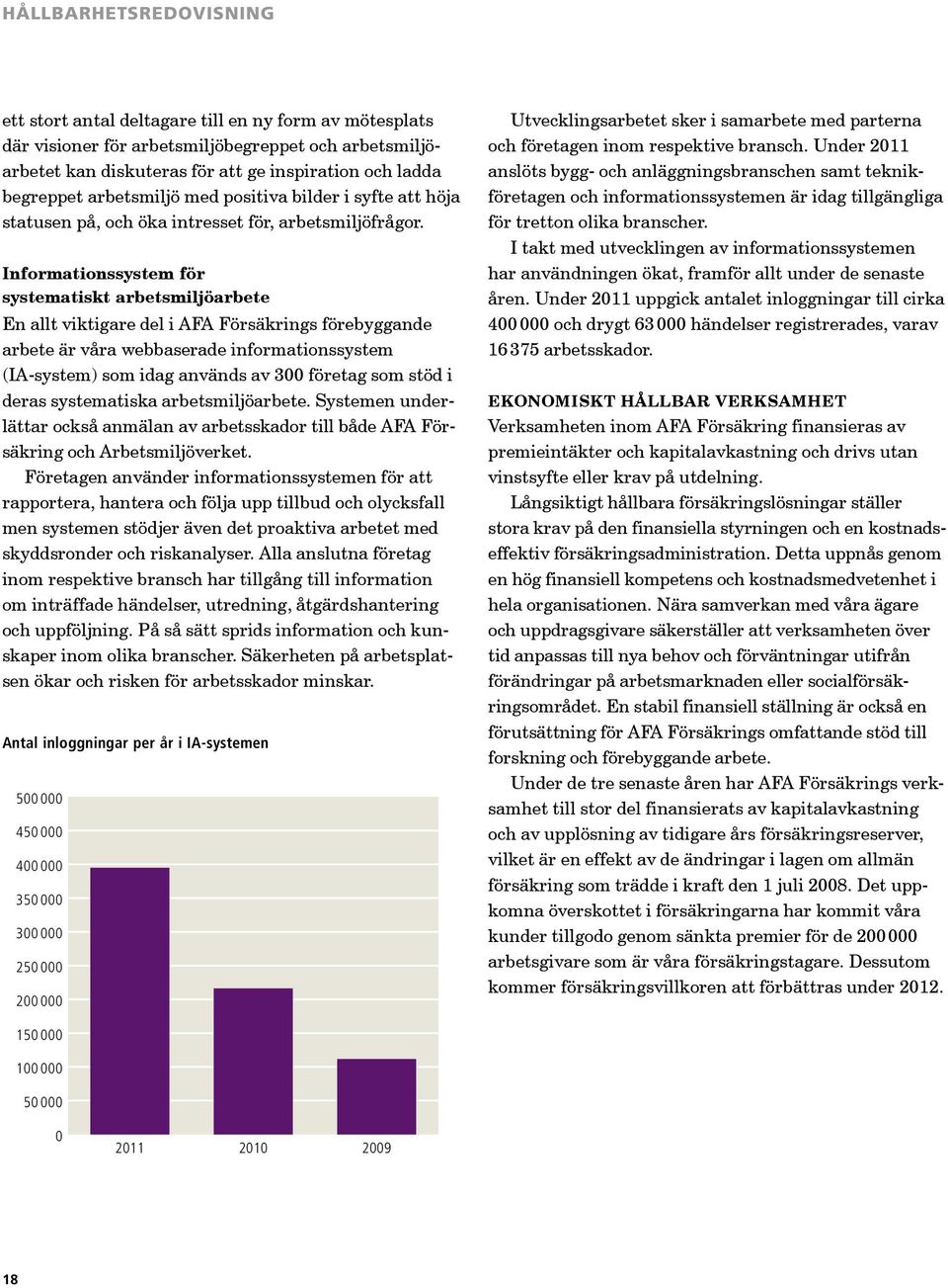 Informationssystem för systematiskt arbetsmiljöarbete En allt viktigare del i AFA Försäkrings förebyggande arbete är våra webbaserade informationssystem (IAsystem) som idag används av 300 företag som