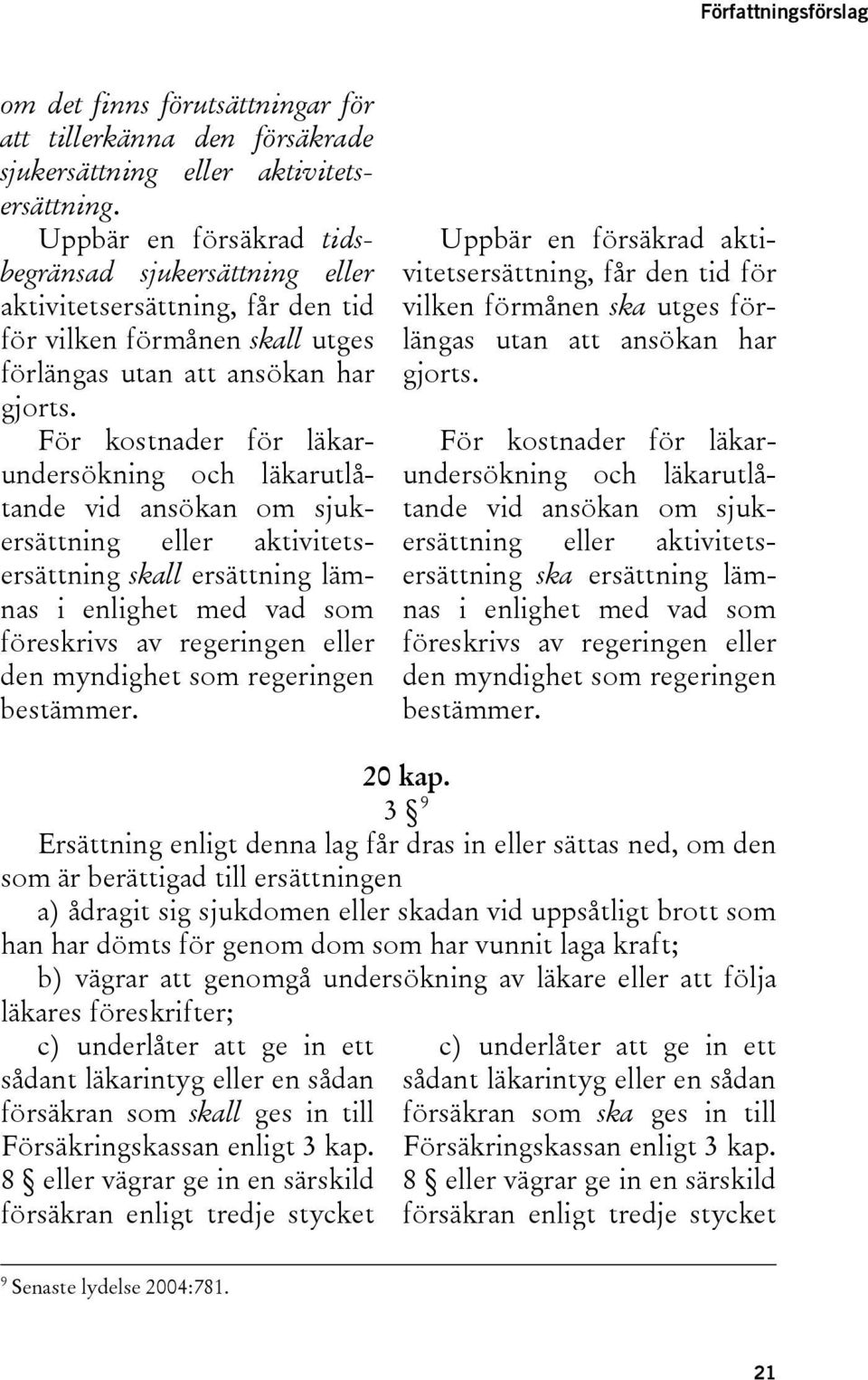 För kostnader för läkarundersökning och läkarutlåtande vid ansökan om sjukersättning eller aktivitetsersättning skall ersättning lämnas i enlighet med vad som föreskrivs av regeringen eller den