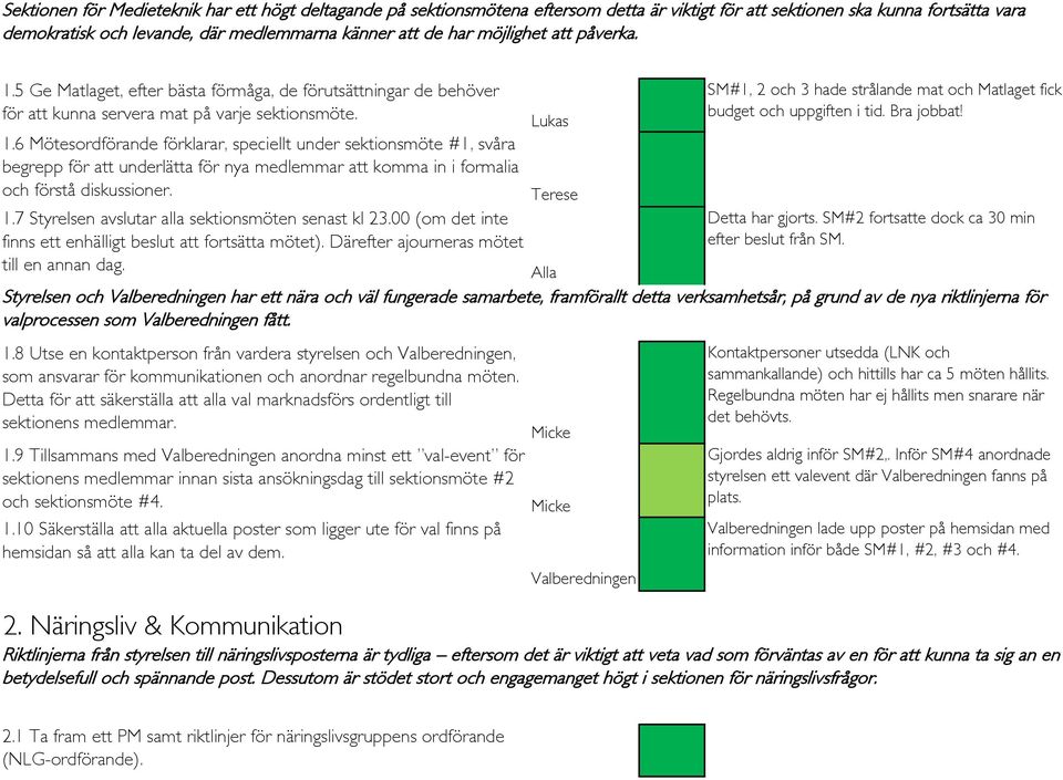 1.7 Styrelsen avslutar alla sektionsmöten senast kl 23.00 (om det inte finns ett enhälligt beslut att fortsätta mötet). Därefter ajourneras mötet till en annan dag. 1.