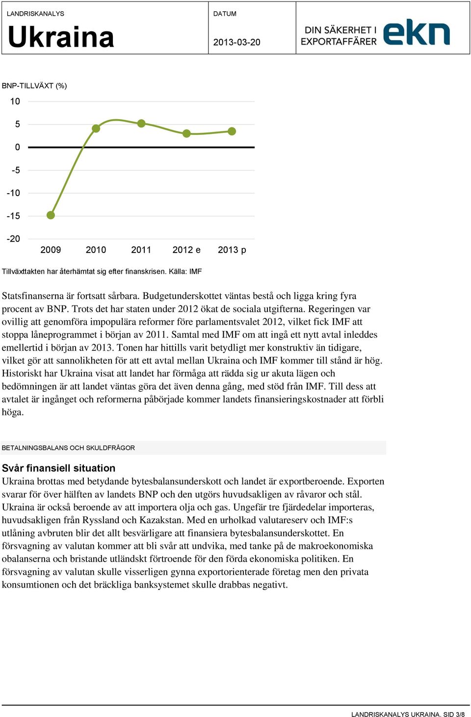 Regeringen var ovillig att genomföra impopulära reformer före parlamentsvalet 2012, vilket fick IMF att stoppa låneprogrammet i början av 2011.