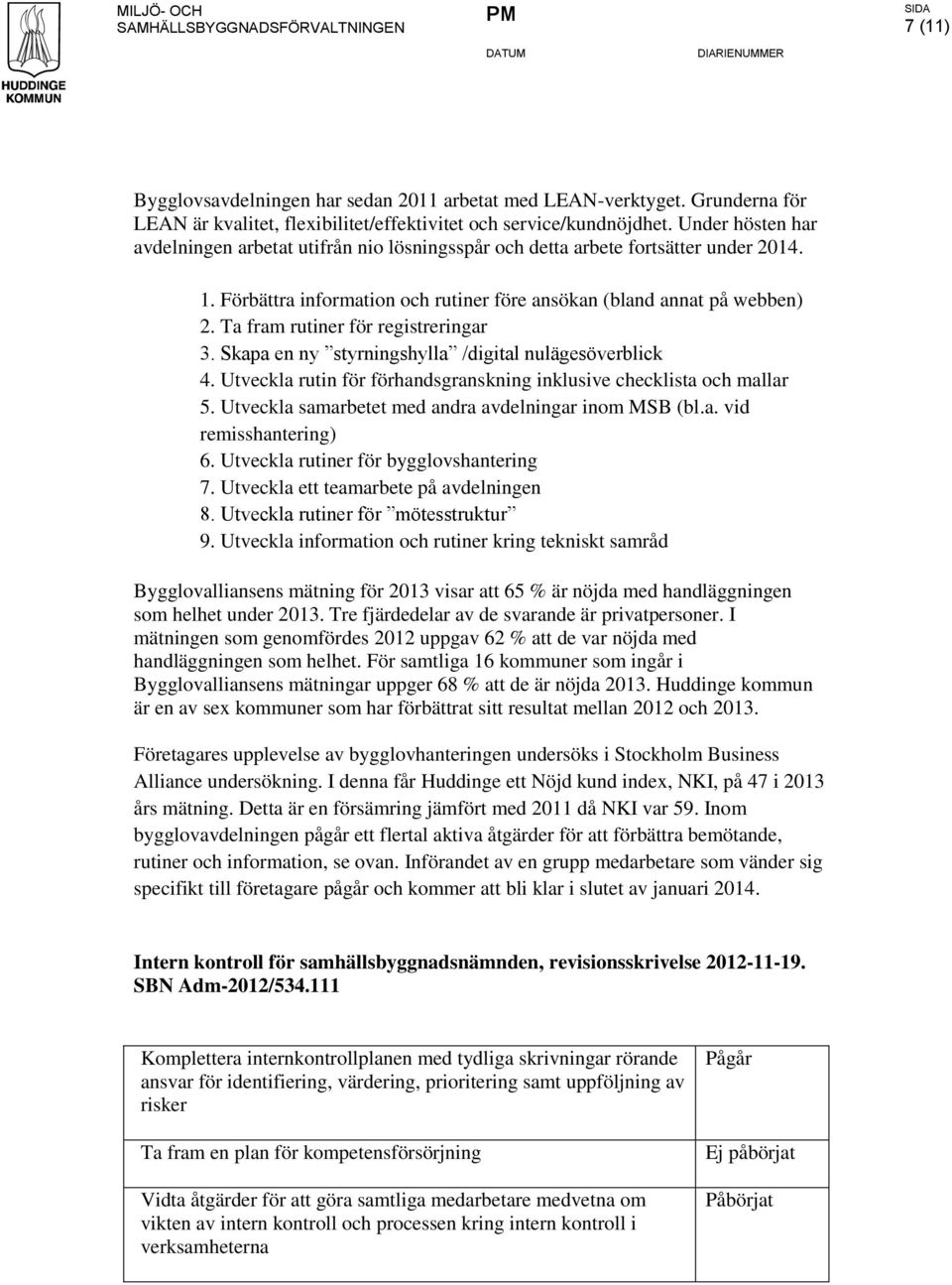 Ta fram rutiner för registreringar 3. Skapa en ny styrningshylla /digital nulägesöverblick 4. Utveckla rutin för förhandsgranskning inklusive checklista och mallar 5.