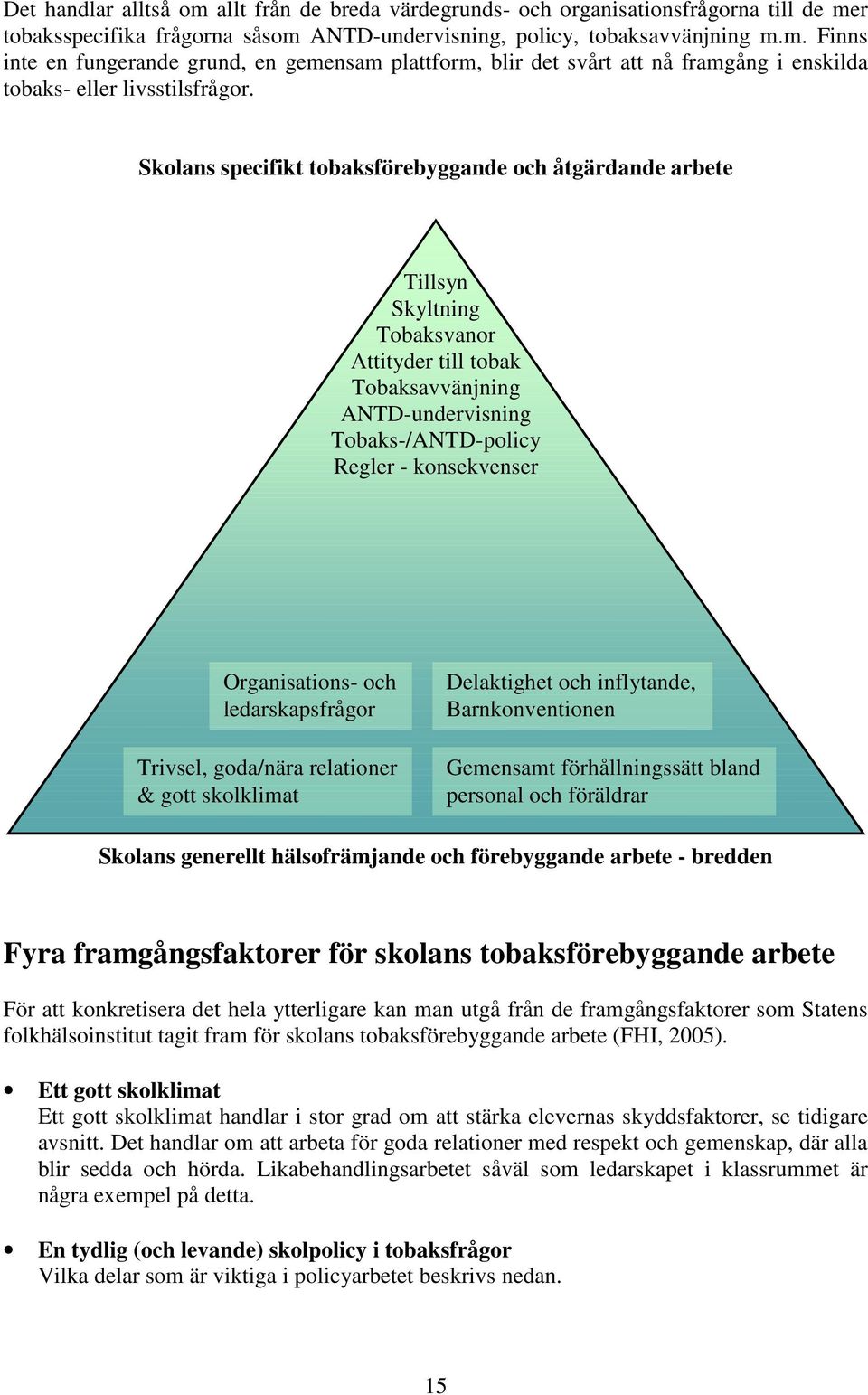 Organisations- och ledarskapsfrågor Trivsel, goda/nära relationer & gott skolklimat Delaktighet och inflytande, Barnkonventionen Gemensamt förhållningssätt bland personal och föräldrar Skolans