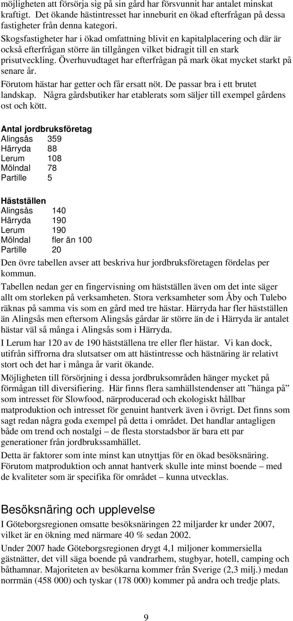 Överhuvudtaget har efterfrågan på mark ökat mycket starkt på senare år. Förutom hästar har getter och får ersatt nöt. De passar bra i ett brutet landskap.