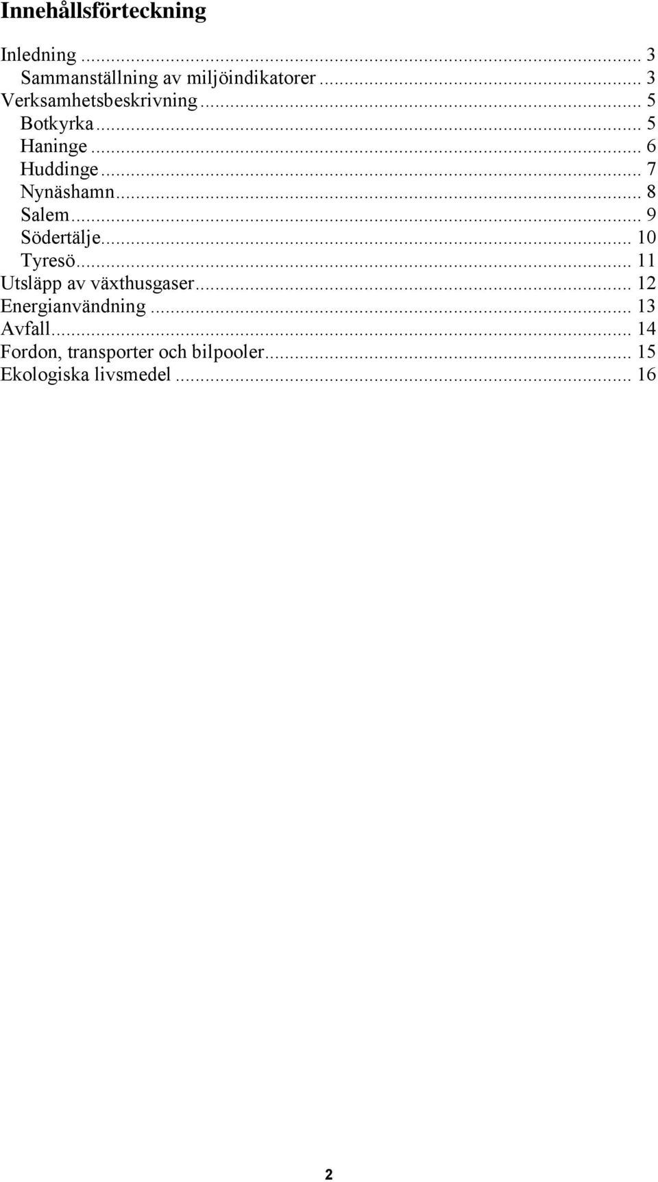 .. 8 Salem... 9 Södertälje... 10 Tyresö... 11 Utsläpp av växthusgaser.