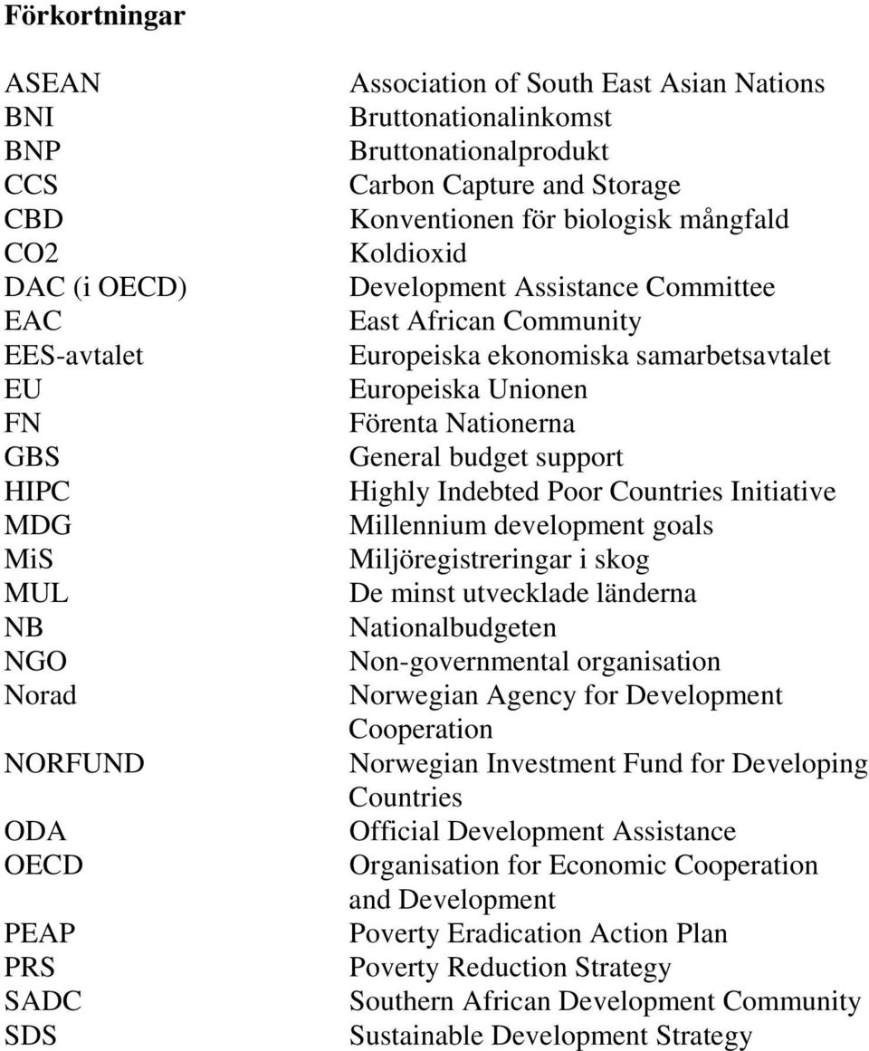 samarbetsavtalet Europeiska Unionen Förenta Nationerna General budget support Highly Indebted Poor Countries Initiative Millennium development goals Miljöregistreringar i skog De minst utvecklade