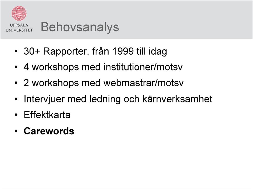 workshops med webmastrar/motsv Intervjuer