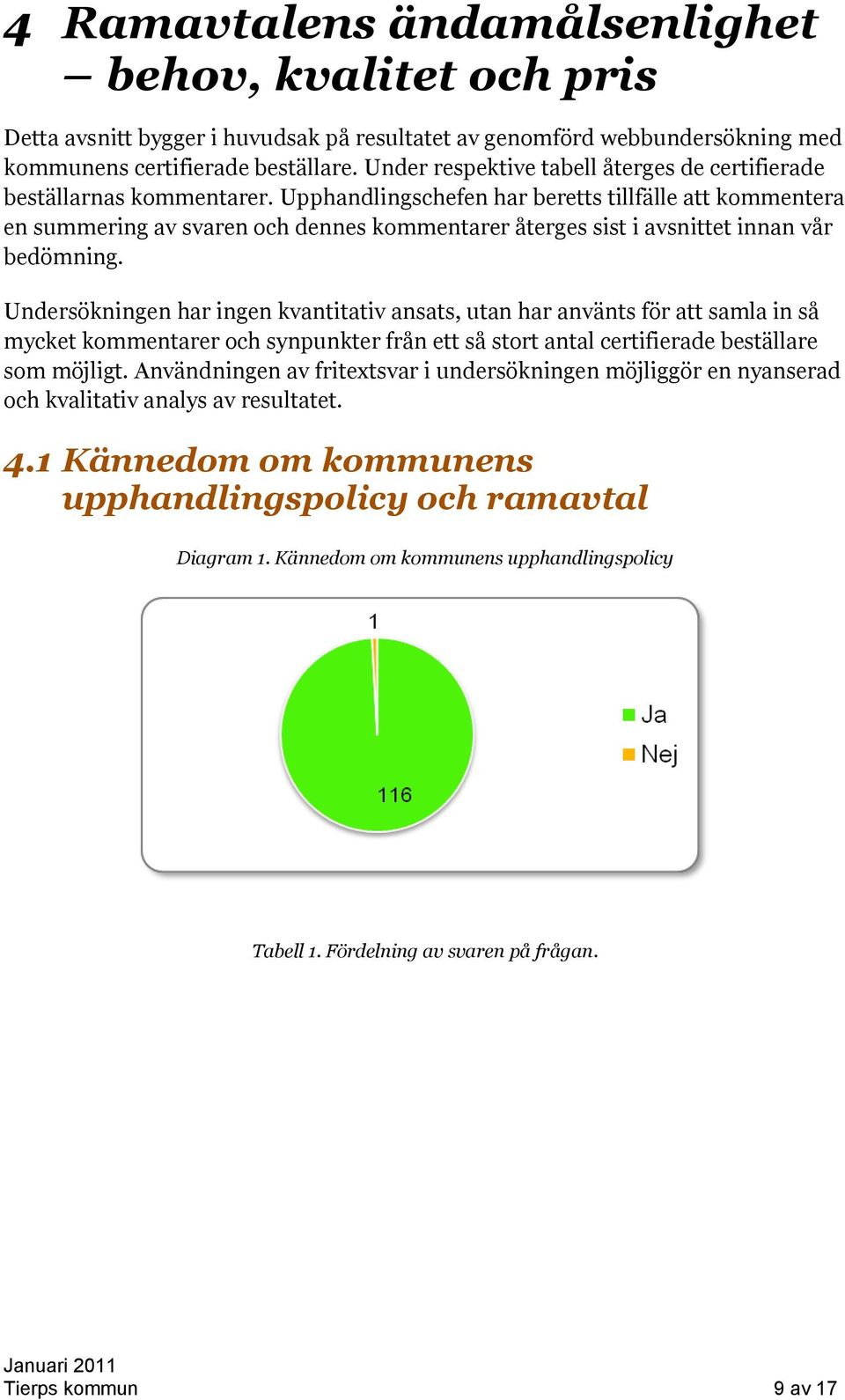 Upphandlingschefen har beretts tillfälle att kommentera en summering av svaren och dennes kommentarer återges sist i avsnittet innan vår bedömning.