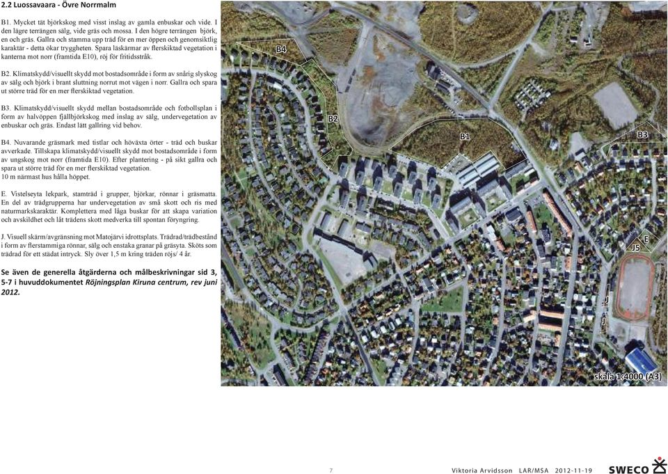 B4 B2. Klimatskydd/visuellt skydd mot bostadsområde i form av snårig slyskog av sälg och björk i brant sluttning norrut mot vägen i norr.