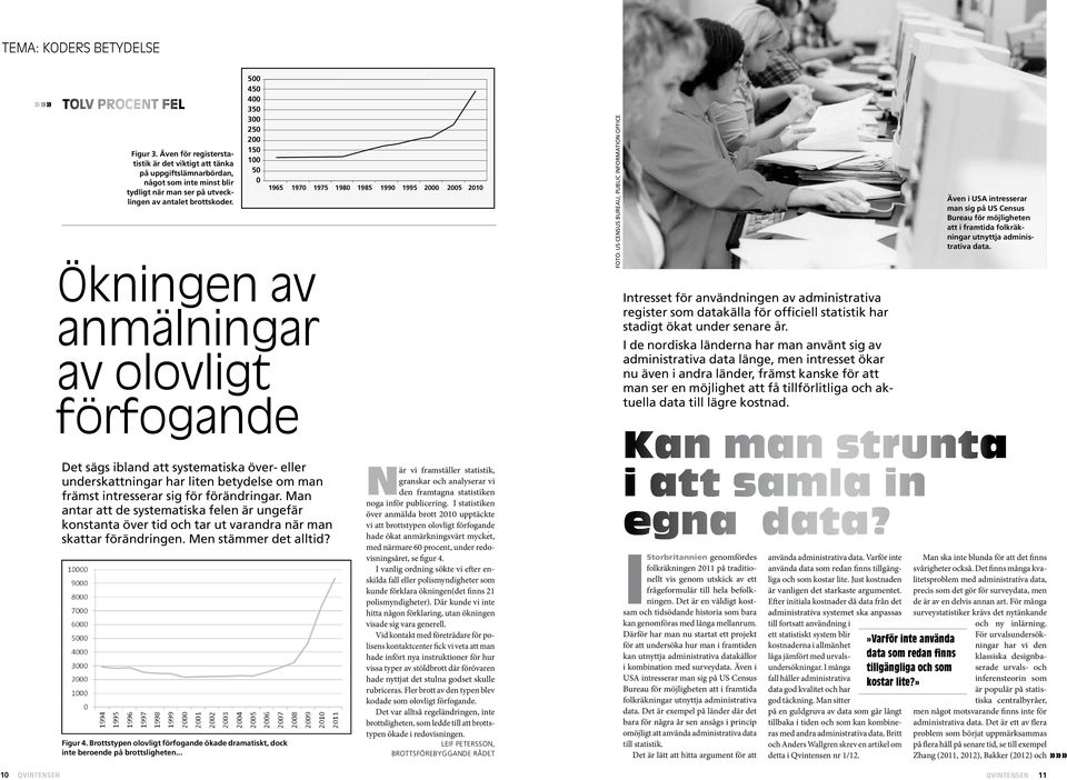 500 450 400 350 300 250 200 150 100 50 0 Ökningen av anmälningar av olovligt förfogande Det sägs ibland att systematiska över- eller underskattningar har liten betydelse om man främst intresserar sig