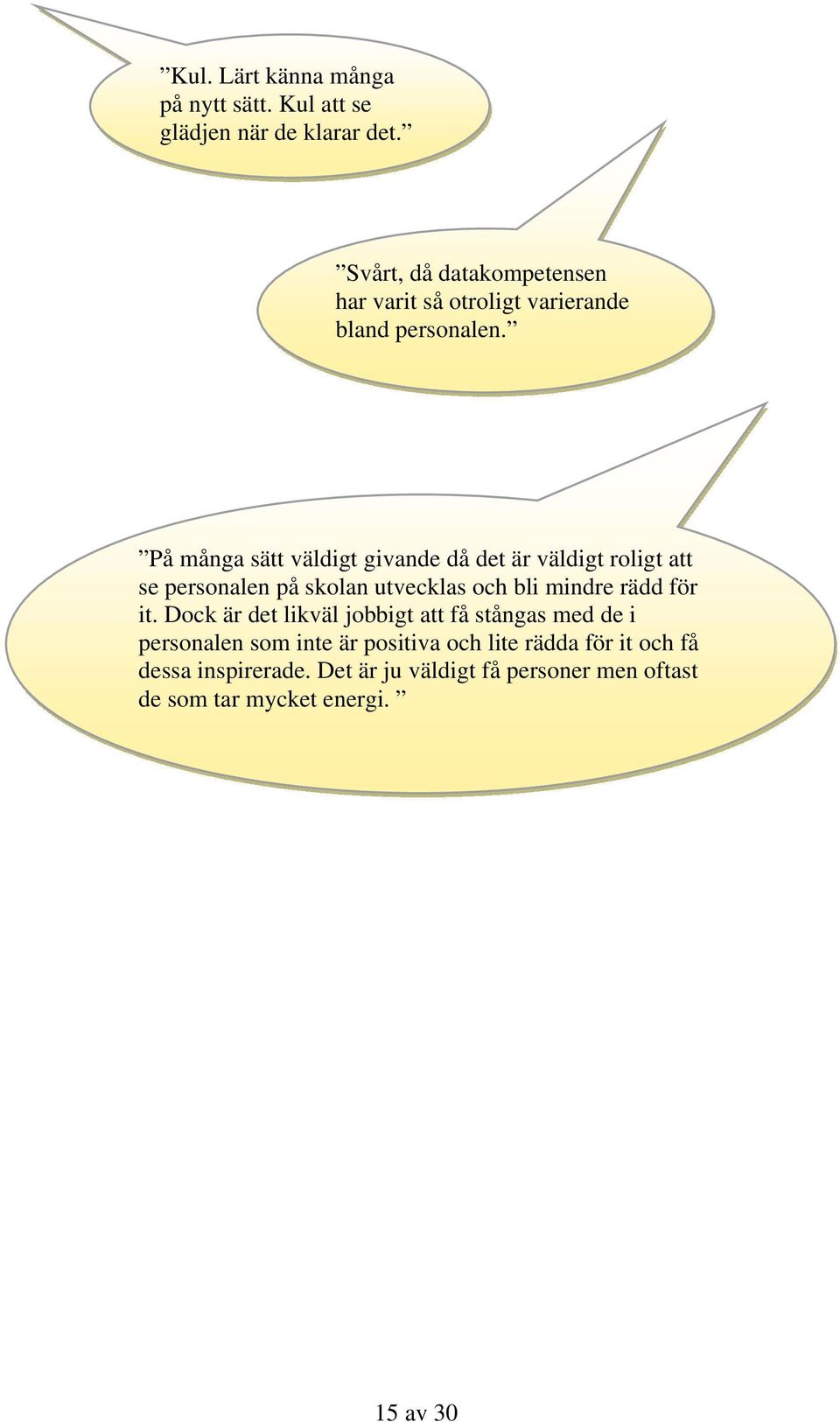 På många sätt väldigt givande då det är väldigt roligt att se personalen på skolan utvecklas och bli mindre rädd för it.