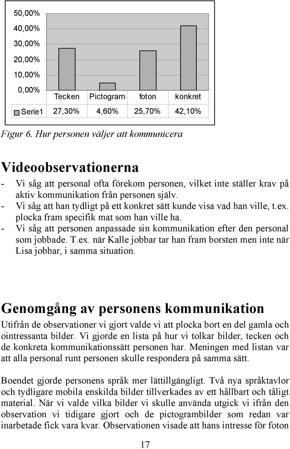 - Vi såg att han tydligt på ett konkret sätt kunde visa vad han ville, t.ex. plocka fram specifik mat som han ville ha.