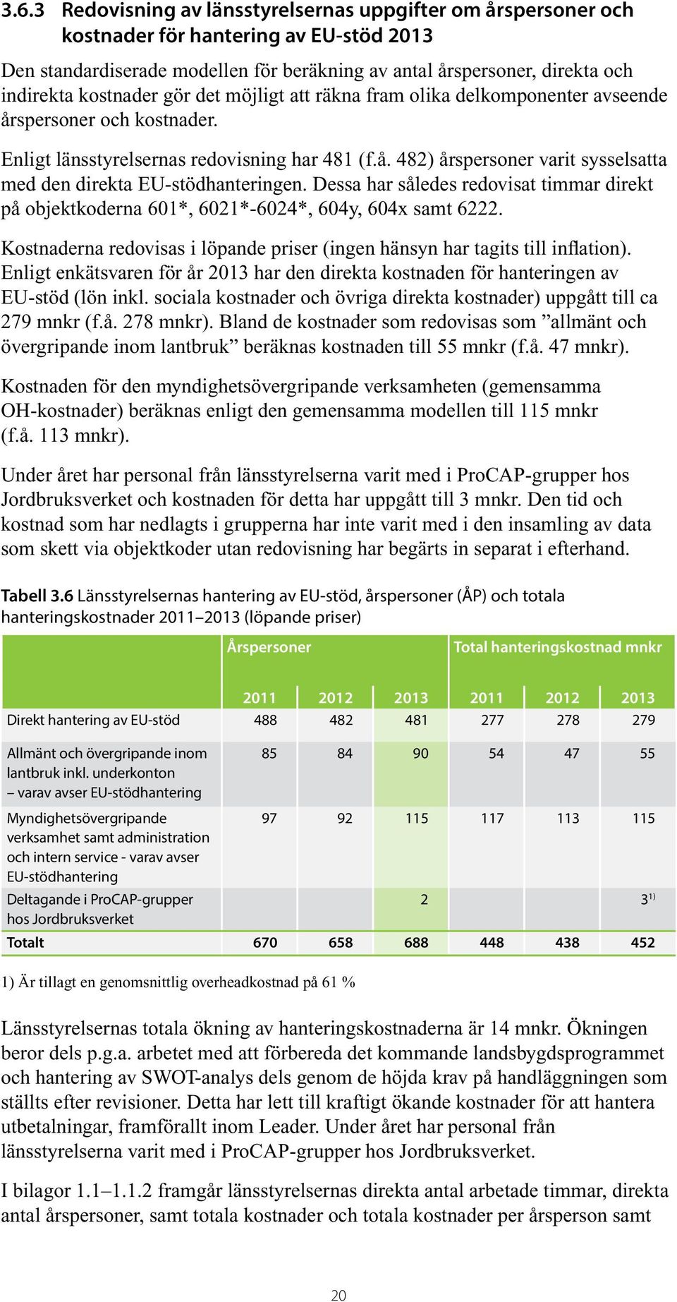 Dessa har således redovisat timmar direkt på objektkoderna 601*, 6021*-6024*, 604y, 604x samt 6222. Kostnaderna redovisas i löpande priser (ingen hänsyn har tagits till inflation).