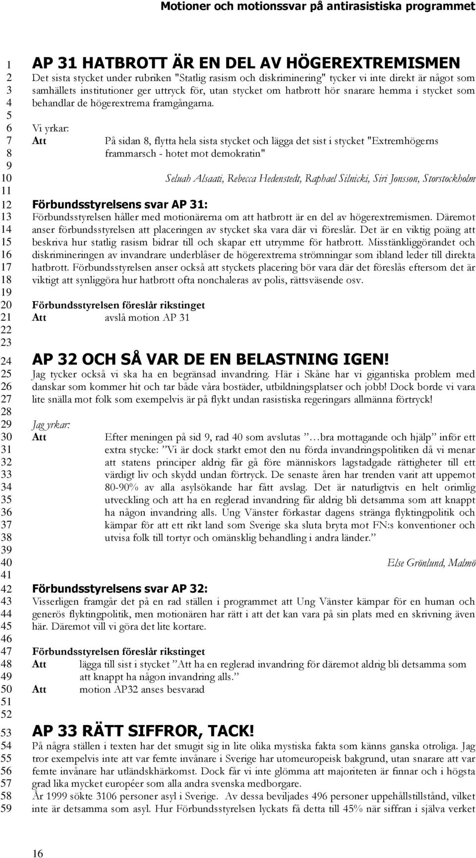 På sidan, flytta hela sista stycket och lägga det sist i stycket "Extremhögerns frammarsch - hotet mot demokratin" Seluah Alsaati, Rebecca Hedenstedt, Raphael Silnicki, Siri Jonsson, Storstockholm