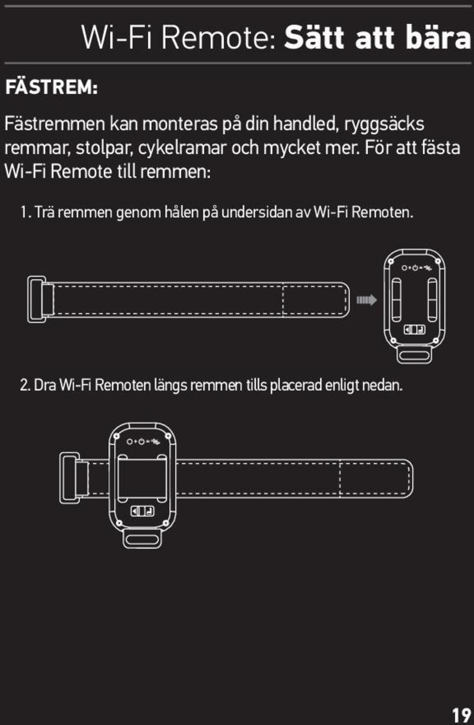 För att fästa Wi-Fi Remote till remmen: 1.