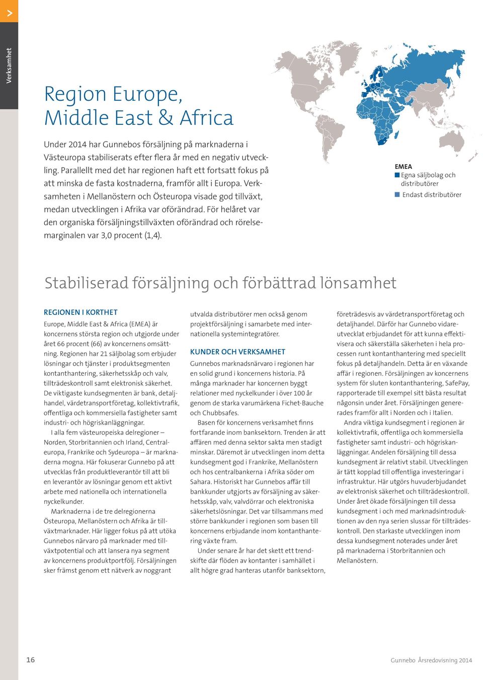 Verk samheten i Mellanöstern och Östeuropa visade god tillväxt, medan utvecklingen i Afrika var oförändrad.