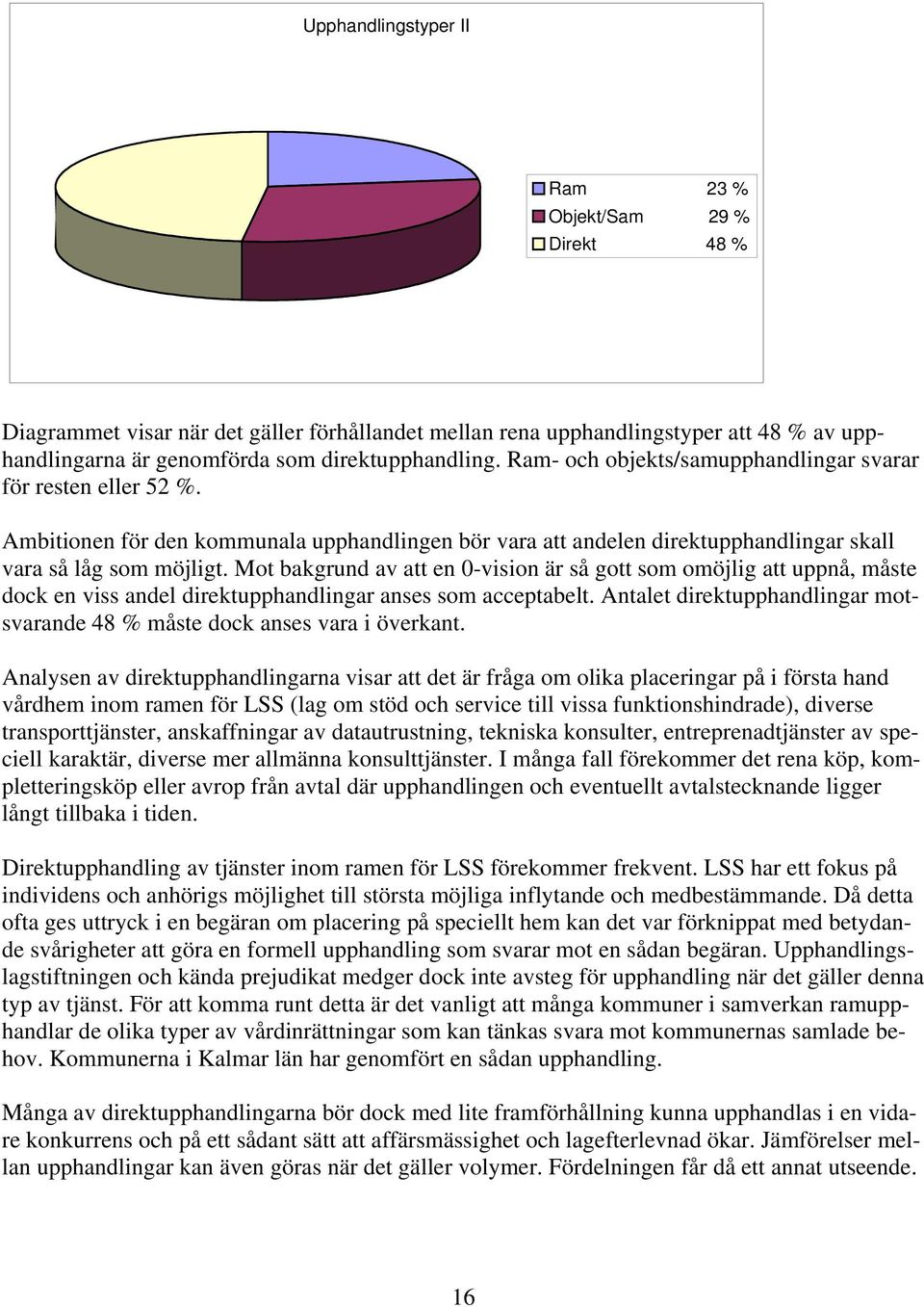 Mot bakgrund av att en 0-vision är så gott som omöjlig att uppnå, måste dock en viss andel direktupphandlingar anses som acceptabelt.