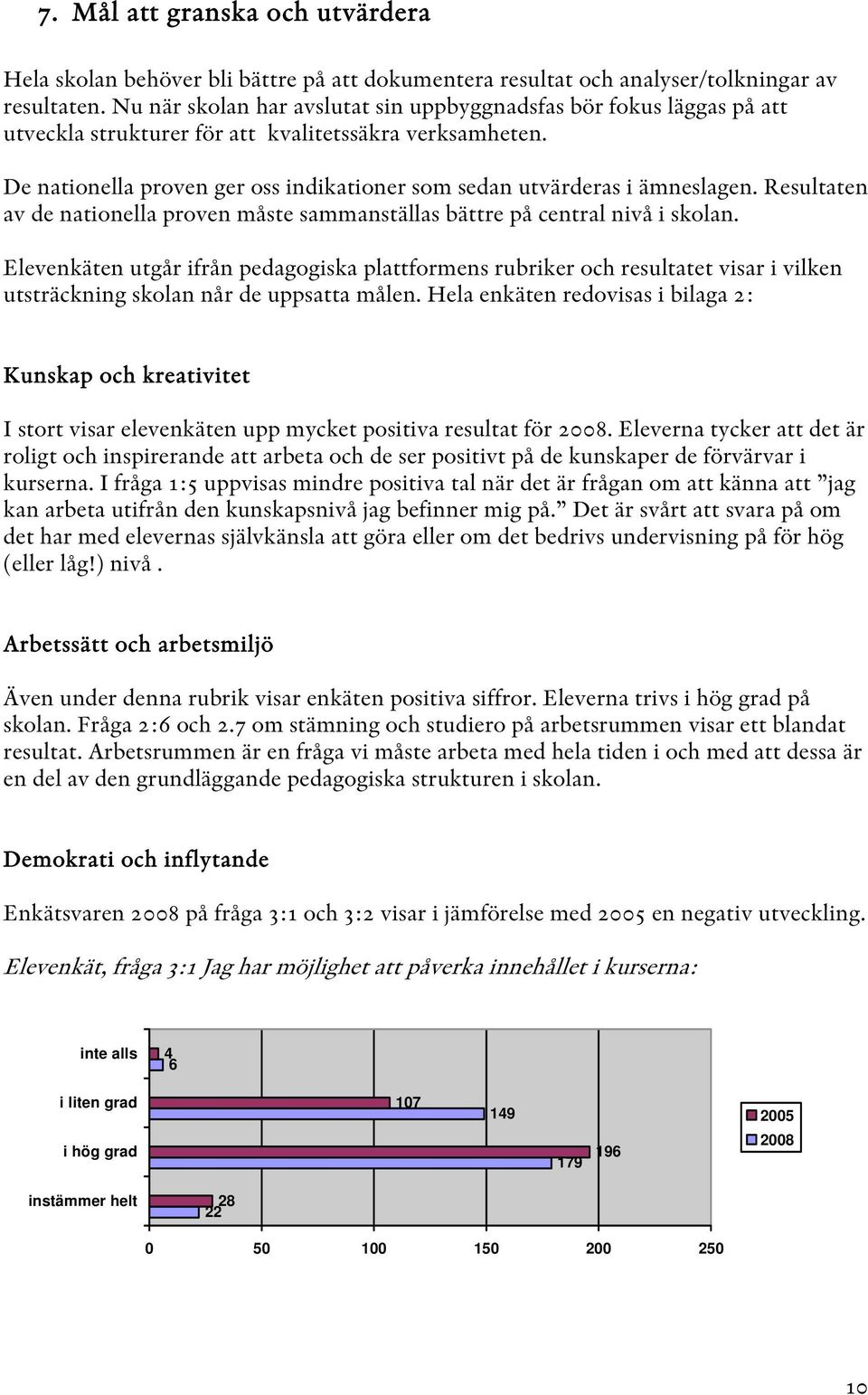 De nationella proven ger oss indikationer som sedan utvärderas i ämneslagen. Resultaten av de nationella proven måste sammanställas bättre på central nivå i skolan.