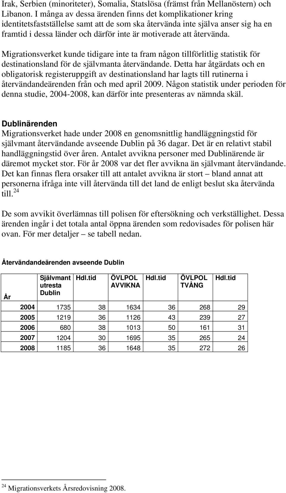 återvända. Migrationsverket kunde tidigare inte ta fram någon tillförlitlig statistik för destinationsland för de självmanta återvändande.