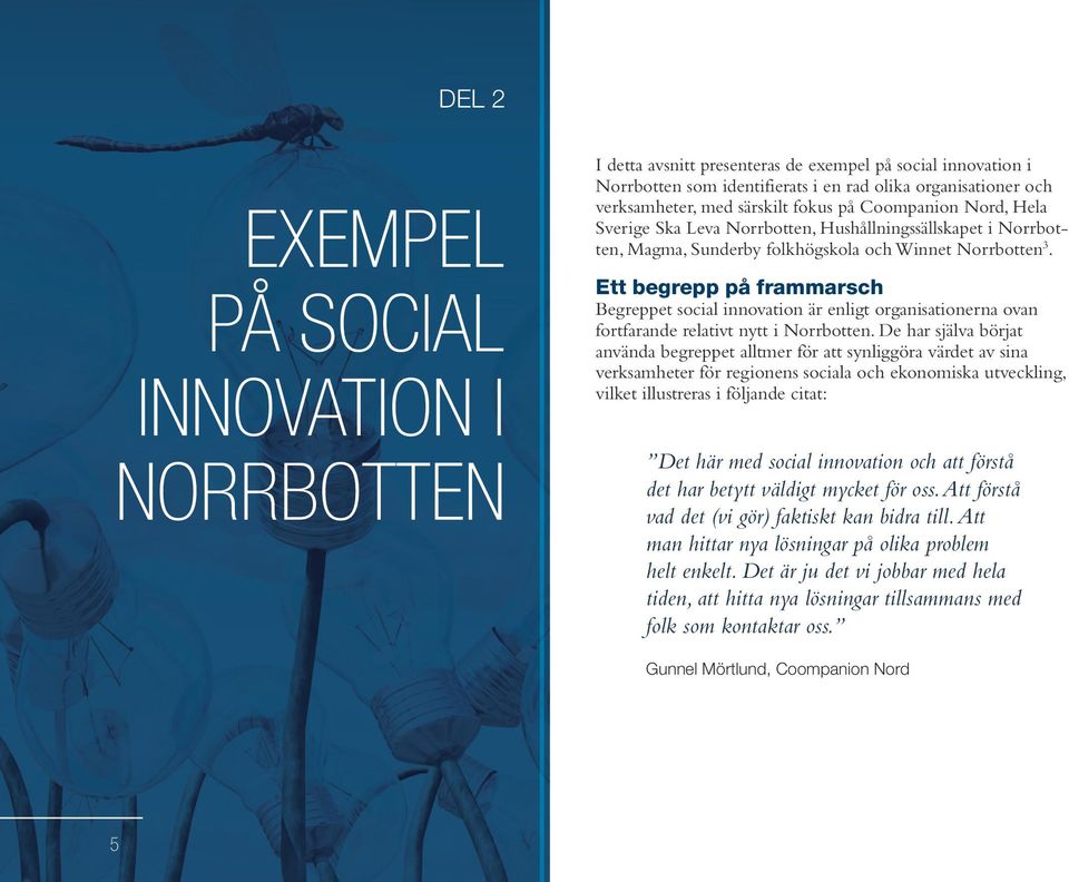 Ett begrepp på frammarsch Begreppet social innovation är enligt organisationerna ovan fortfarande relativt nytt i Norrbotten.