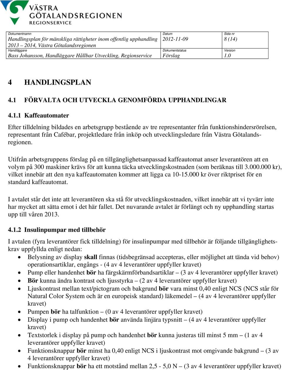 funktionshindersrörelsen, representant från Cafébar, projektledare från inköp och utvecklingsledare från Västra Götalandsregionen.