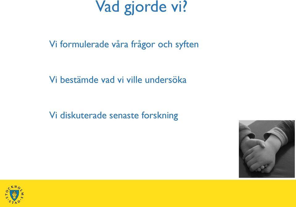och syften Vi bestämde vad vi