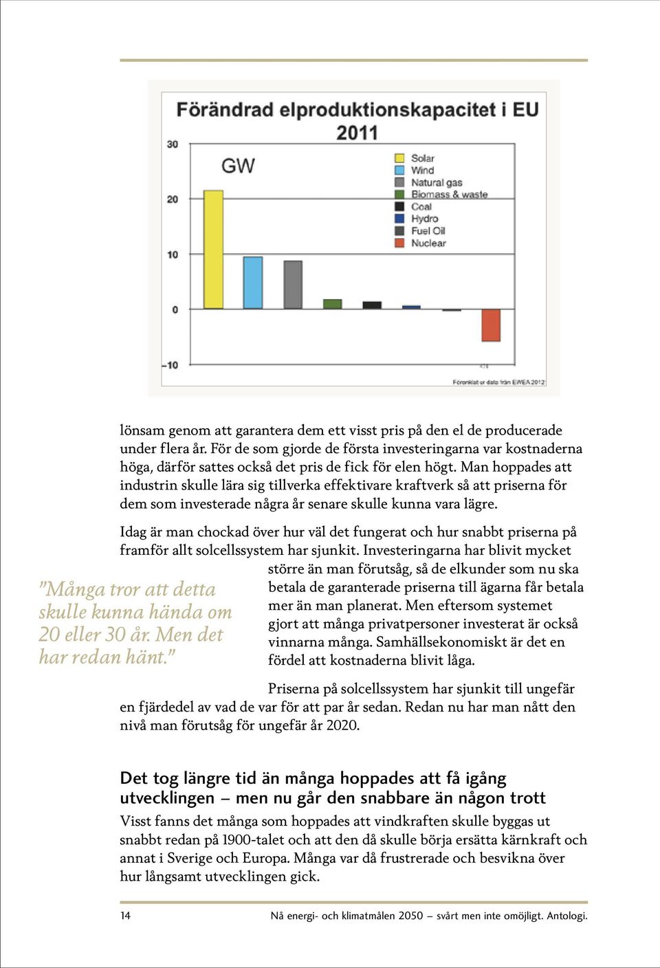 Man hoppades att industrin skulle lära sig tillverka effektivare kraftverk så att priserna för dem som investerade några år senare skulle kunna vara lägre.