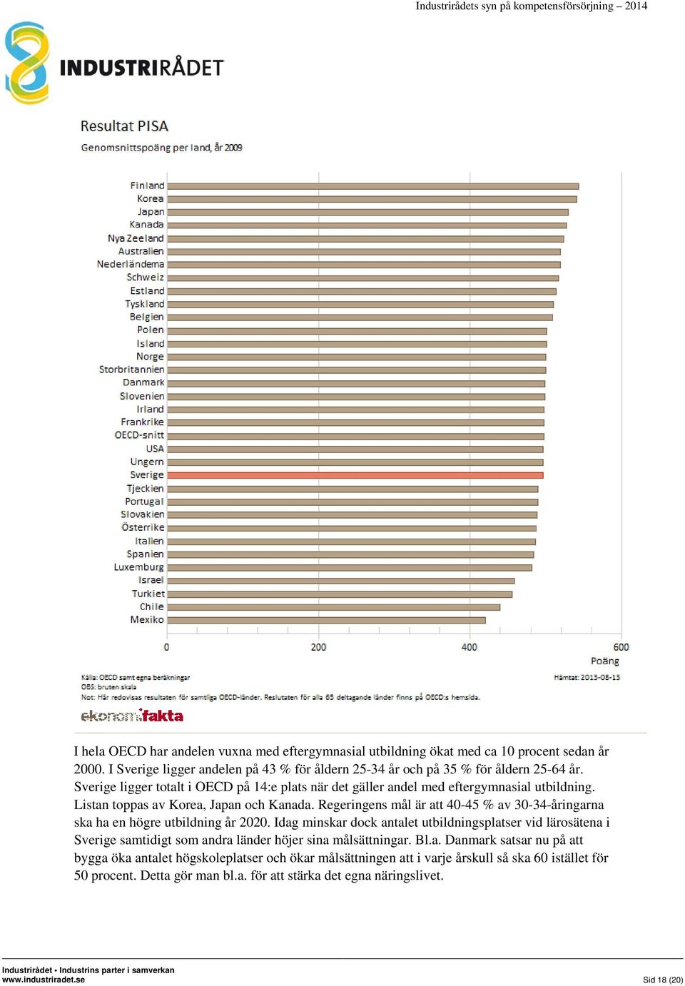 Regeringens mål är att 40-45 % av 30-34-åringarna ska ha en högre utbildning år 2020.