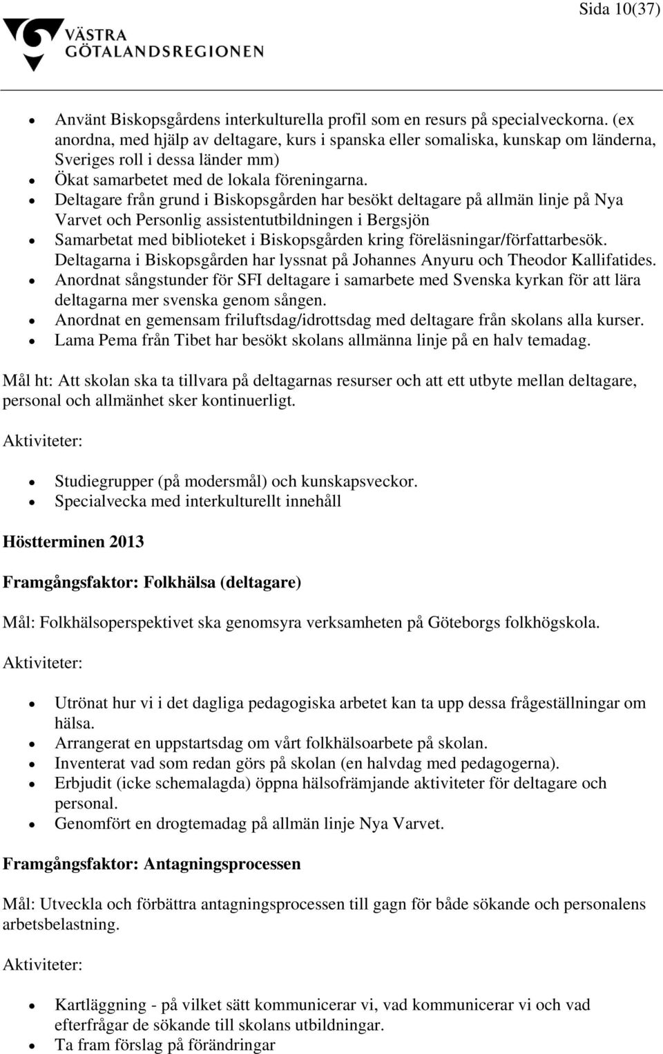 Deltagare från grund i Biskopsgården har besökt deltagare på allmän linje på Nya Varvet och Personlig assistentutbildningen i Bergsjön Samarbetat med biblioteket i Biskopsgården kring
