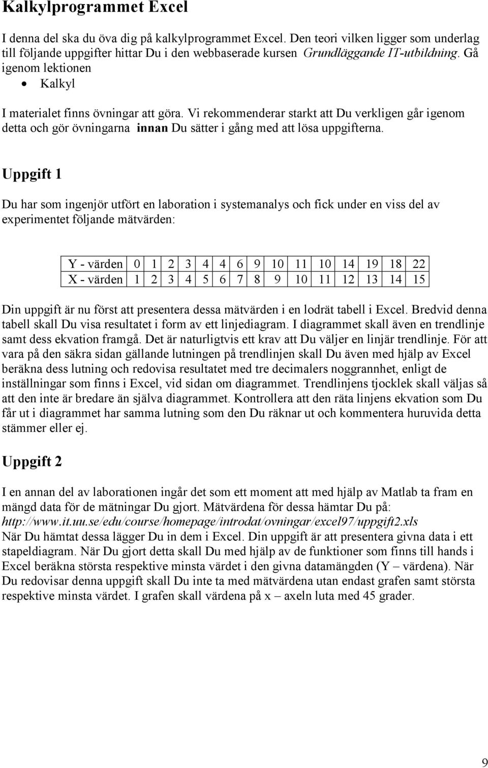 Vi rekommenderar starkt att Du verkligen går igenom detta och gör övningarna innan Du sätter i gång med att lösa uppgifterna.