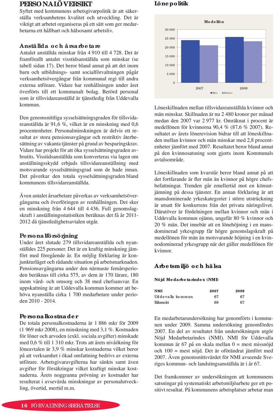 Lönepolitik 30 000 Medellön Anställda och årsarbetare Antalet anställda minskar från 4 910 till 4 728. Det är framförallt antalet visstidsanställda som minskar (se tabell sidan 17).