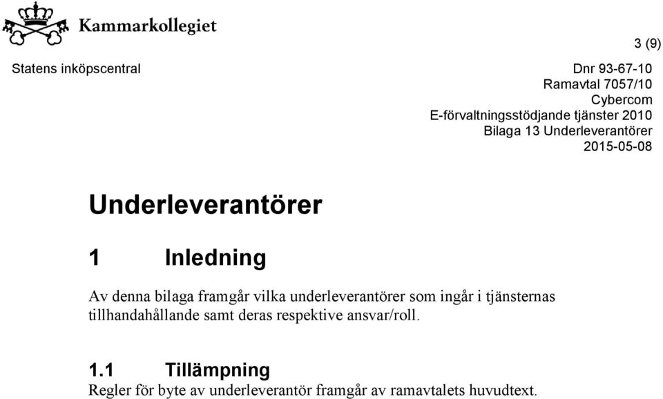 tillhandahållande samt deras respektive ansvar/roll. 1.